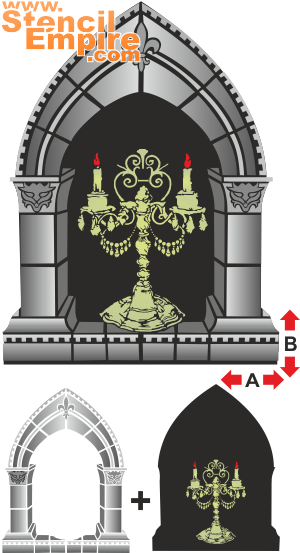 Gottien kynttelikkö - koristeluun tarkoitettu sapluuna