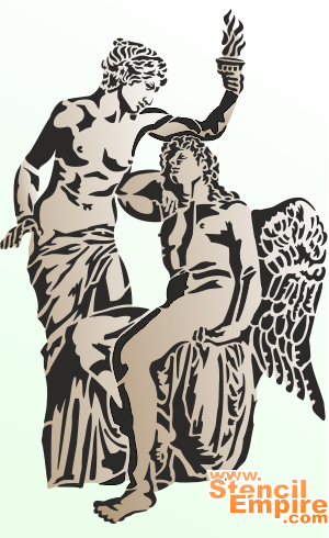 Cupid och Afrodite - schablon för dekoration