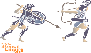 kreikkalaiset sotamiehet - koristeluun tarkoitettu sapluuna
