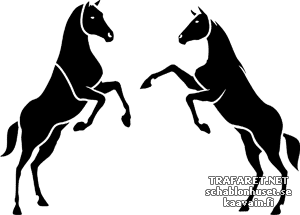 Två hästar 1b - schablon för dekoration
