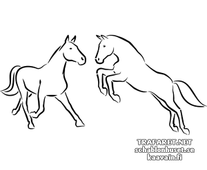 Kahden hevosen 3a - koristeluun tarkoitettu sapluuna