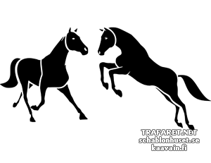 Kahden hevosen 3b - koristeluun tarkoitettu sapluuna