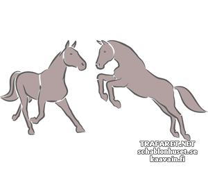 Två hästar 3c - schablon för dekoration