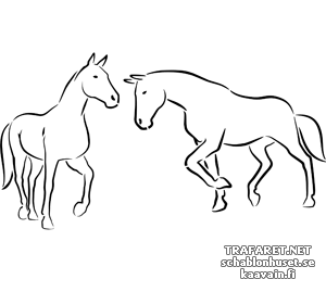 Kahden hevosen 4a - koristeluun tarkoitettu sapluuna