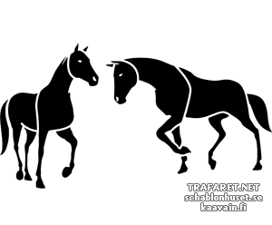 Kahden hevosen 4b - koristeluun tarkoitettu sapluuna