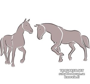 Två hästar 4c - schablon för dekoration
