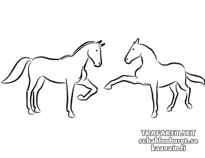 Två hästar 5a - schablon för dekoration