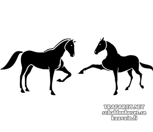 Kahden hevosen 5b - koristeluun tarkoitettu sapluuna