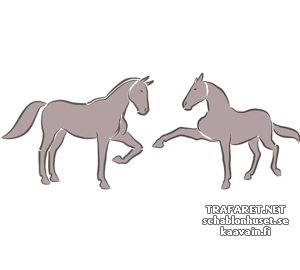 Två hästar 5c - schablon för dekoration