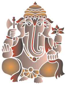 Mnogoruky elefant - schablon för dekoration