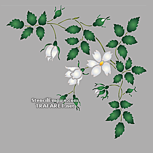 Valkoinen ruusunmarja - kulmamalli - koristeluun tarkoitettu sapluuna
