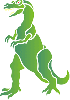 Grön dinosaurie - schablon för dekoration