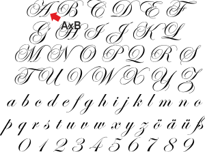Handskrivet alfabet - schablon för dekoration