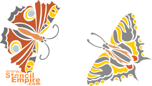 kaksi perhosta - koristeluun tarkoitettu sapluuna