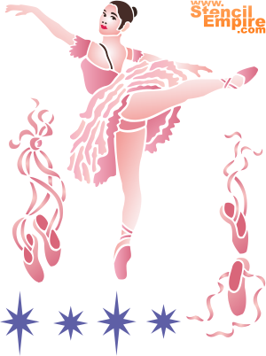 Tanssiva ballerina - koristeluun tarkoitettu sapluuna