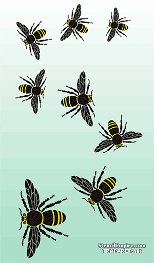 Mehiläisten parvi - koristeluun tarkoitettu sapluuna