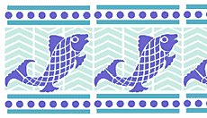 Mosaik med fiskarna - schablon för dekoration