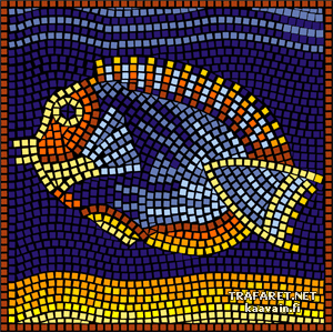 Simmande fisk (mosaik) - schablon för dekoration