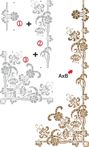 kukat ja kirsikat C - koristeluun tarkoitettu sapluuna