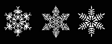 kolme lumihiutaleetta - koristeluun tarkoitettu sapluuna