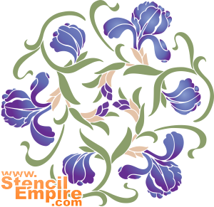 iris itätyylissä - koristeluun tarkoitettu sapluuna
