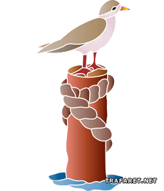 Fiskmås på pollaren - schablon för dekoration