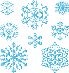 viisi lumihiutaleetta - koristeluun tarkoitettu sapluuna