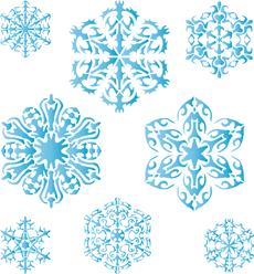 Åtta snöflingor V - schablon för dekoration