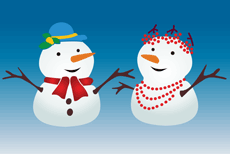 kaksi lumiukkoa - koristeluun tarkoitettu sapluuna