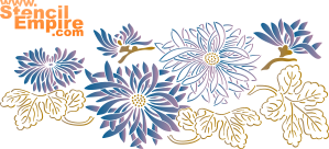 Japanska blomstermotiv - schablon för dekoration
