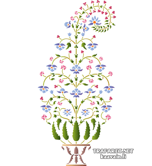 Itämainen kukka maljakossa - koristeluun tarkoitettu sapluuna