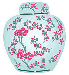 Sakura Vas - schablon för dekoration