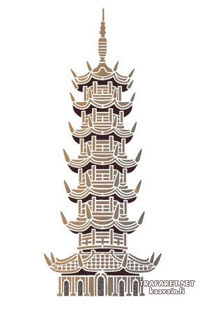 Iso kiinalaista pagodi - koristeluun tarkoitettu sapluuna