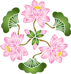 itämäiset liliat, medaljonki - koristeluun tarkoitettu sapluuna