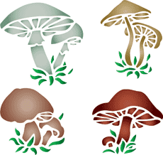 Olika svampar - schablon för dekoration