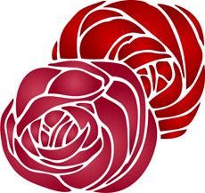 Kaksi ruusua - koristeluun tarkoitettu sapluuna