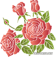 punaiset ruusut 1 - koristeluun tarkoitettu sapluuna