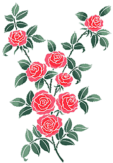 kerrannainen ruusu - koristeluun tarkoitettu sapluuna