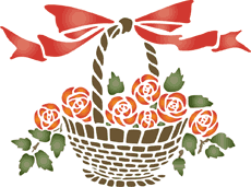Rosor i en korg - schablon för dekoration