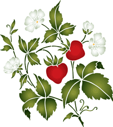 Strawberry buske - schablon för dekoration