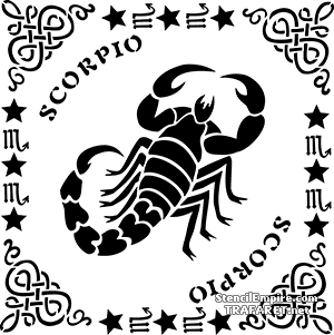 Skorpioni kehyksessä - koristeluun tarkoitettu sapluuna