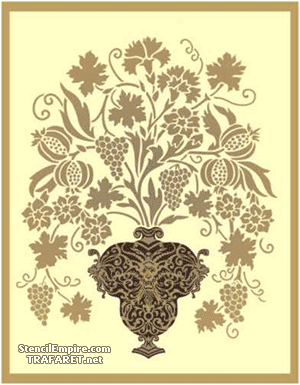 Satavuotias maljakko koristeltu rypäletuotteisiin - koristeluun tarkoitettu sapluuna