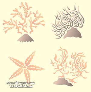 Marin vegetation - schablon för dekoration