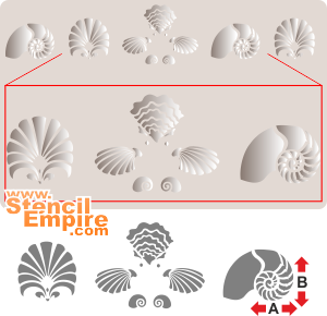 Shells 1 - schablon för dekoration