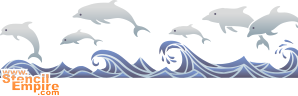 Delfiner i havet (Havet bårder med färdiga schabloner)