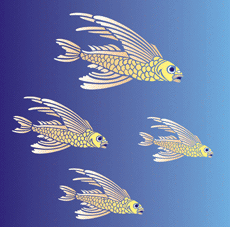 Flying Fish - schablon för dekoration