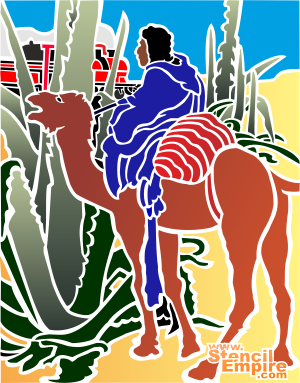 beduiini ja höyryveturi - koristeluun tarkoitettu sapluuna