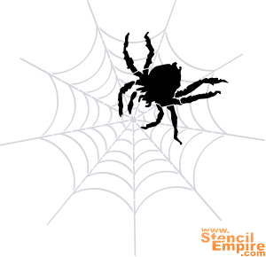 Iso hämähäkki ja hämähäkinverkko - koristeluun tarkoitettu sapluuna