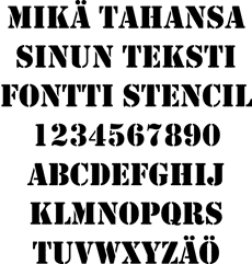 Stencil fontti (tavallinen) - koristeluun tarkoitettu sapluuna