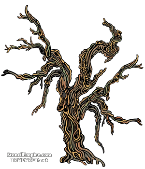 Knäckt träd - schablon för dekoration